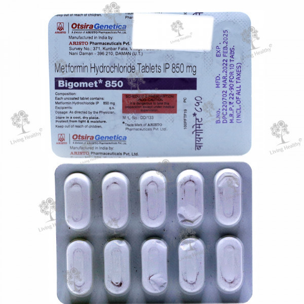BIGOMET 850 MG TAB(10 TAB)